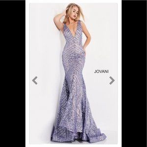 JOVANI 59762 SEQUIN EMBELLISHED MERMAID PROM DRESS PAGEANT GOWN PLUNGING NECK
